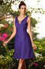 Robe demoiselle d'honneur plissage courte naturel avec fronce de col en v - 24