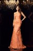 Satin Ärmelloses Anständiges Abendkleid mit Applikation mit Reißverschluss - 1