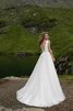 Vestido de Novia en Encaje de Sin mangas de Apliques de Plisado de Hasta el suelo - 2