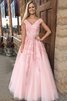 Robe de soirée longue de princesse appliques manche nulle avec zip - 1