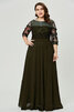 3 /4 Länge Ärmeln Wunderbar Sittsames Bodenlanges Luxus Abendkleid - 4