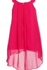 Abito da Cerimonia Bambini in Chiffon Naturale con Piega con Fiore Cerniera A-Line - 2