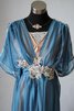 Robe demoiselle d'honneur vintage ruché en satin avec chiffon longueru au niveau de sol - 3