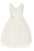Robe de cortège enfant manche nulle a-ligne avec fleurs v encolure - 1