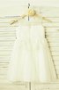 Robe de cortège enfant naturel avec zip a-ligne manche nulle bretelles spaghetti - 2