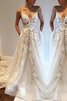 Abito da Sposa in Tulle A-Line Senza Maniche Conotta Coda A Strascico Corto - 1