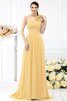 Robe demoiselle d'honneur plissage avec fleurs avec chiffon ligne a au drapée - 6