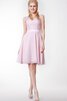 Robe demoiselle d'honneur simple avec zip en chiffon avec décoration dentelle avec ruban - 1