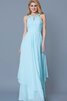 Robe demoiselle d'honneur avec sans manches de lotus avec chiffon ruché trou de serrure - 1