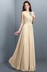 Prinzessin A Linie Plissiertes Normale Taille Brautjungfernkleid mit Drapierung - 6