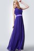 Robe demoiselle d'honneur ligne a ruché avec ruban ceinture col en bateau - 5