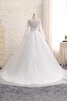 Elegante Vestido de Novia en Encaje de Botón de Abalorio de Cola Corte - 2