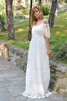 Robe de mariée avec manche courte epaule nue avec ruban ceinture en étoffe col u profond - 3