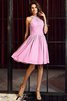 Robe demoiselle d'honneur naturel avec sans manches au drapée elevé avec chiffon - 22