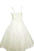 Spaghetti Träger natürliche Taile A-Line Organza bodenlanges Blumenmädchenkleid - 3