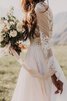 Robe de mariée décontracté avec décoration dentelle de traîne courte a plage avec chiffon - 3