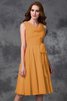 Robe demoiselle d'honneur naturel a-ligne en chiffon encolure ronde de lotus - 21