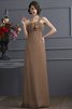 Ärmelloses Chiffon Anständiges Bodenlanges Brautjungfernkleid mit Empire Taille - 3