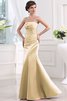 Satin Plissiertes Trägerlos Normale Taille Brautjungfernkleid mit Rücken Schnürung - 5