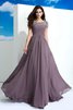Chiffon Natürliche Taile Formelles Anständiges Abendkleid mit kurzen Ärmeln - 1