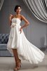 Spitze a linie plissiertes hoch niedrig romantisches Brautkleid mit Blume - 2