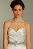 Abito da Sposa Corpetto Pieghe in Raso con Perline sensuale Naturale con Festone - 3