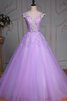 Paillette V-Ausschnitt Perlenbesetztes Spitze Duchesse-Linie bodenlanges Quinceanera Kleid - 1