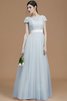 A Linie Prinzessin Normale Taille Brautjungfernkleid mit Schleife mit Gürtel - 23