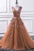 Robe de bal de princesse fait main avec sans manches de traîne courte naturel - 1