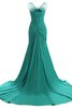 Robe de bal avec chiffon en salle v encolure gracieux jusqu'au sol - 4