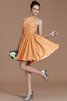Chiffon Nackenband Natürliche Taile Kurzes Brautjungfernkleid mit Bordüre - 26
