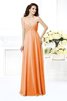 Robe demoiselle d'honneur charmeuse naturel longue jusqu'au sol de col en cœur - 20