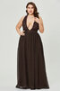 Abito da ballo v-scollo in chiffon splendente a-line con paillette sexy - 2
