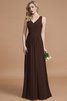 Prinzessin Normale Taille Bodenlanges Brautjungfernkleid aus Chiffon mit V-Ausschnitt - 12