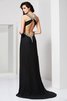 Abito da Sera Naturale Schiena Nuda in Chiffon Largo Bretelle Spazzola Treno - 2