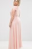 Robe demoiselle d'honneur facile classique en chiffon de col en v avec manche courte - 2