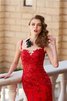 Meerjungfrau Stil Normale Taille Sittsames Ballkleid aus Tüll mit Applikation - 3
