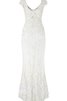 Kurze Ärmeln plissiertes enges glamouröses bodenlanges Brautkleid mit gekappten Ärmeln - 6
