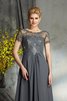 Chiffon Reißverschluss Normale Taille Bodenlanges Brautmutterkleid mit Applike - 6