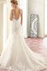 Vestido de Novia en Encaje de Apliques de Plisado de Cola Corte de Escote redondo - 2
