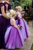 Robe de cortège enfant de princesse avec fleurs textile en tulle jusqu'au sol - 1