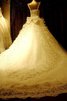 Abito da Sposa Allacciato con Fiocco moda Coda A Strascico Corto Senza Maniche in pizzo - 2