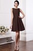 A-Line Normale Taille Schaufel-Ausschnitt Mini Brautjungfernkleid aus Taft - 10