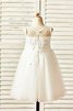 Abito da Cerimonia Bambini con Fiore Tondo Naturale in Tulle Principessa - 3