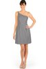 Vestido de Dama de Honor de Corte-A de Un sólo hombro de Corto con Bolsillos - 1