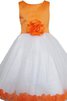 Reißverschluss Bateau Tüll A-Line Blumenmädchenkleid mit Blume mit Schmetterlingsknoten - 5