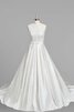 Robe de mariée naturel avec perle jusqu'au sol de col en v a-ligne - 4