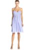 Robe demoiselle d'honneur plissé de lotus avec manche courte de col en v ruché - 1