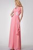 Robe demoiselle d'honneur avec fronce ruché manche nulle de lotus a-ligne - 2