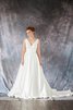 Robe de mariée naturel longueur au ras du sol avec zip de traîne mi-longue manche nulle - 2